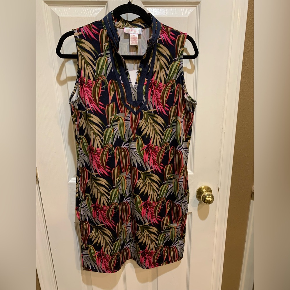 Sleeveless Tropical Print Dress - Multicolor